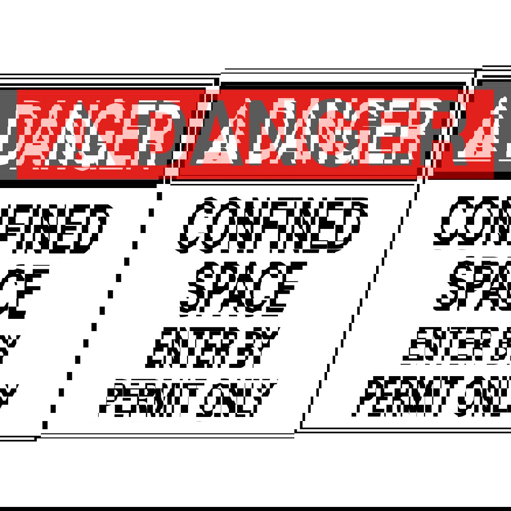 Safety Signs; Family: Safety Sign ; Sign Type: Exit; Facility; Security & Admittance; Fire; Visitor; Workplace ; Sign Header: DANGER ; Legend: DANGER CONFINED SPACE ENTER BY PERMIT ONLY ; Message/Graphic: Message Only ; Graphic Type: Message Only